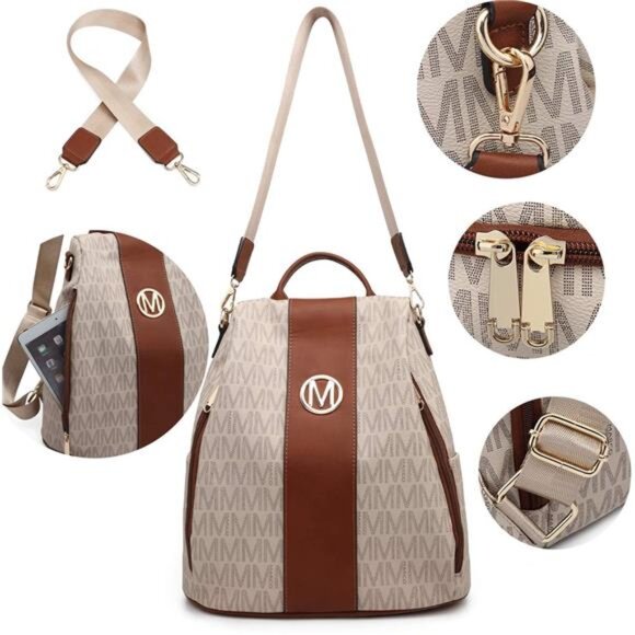 Women Fashion BackpackPurse Multi Pockets AntiTheft Rucksack Travel Shoulder Bag main image 6